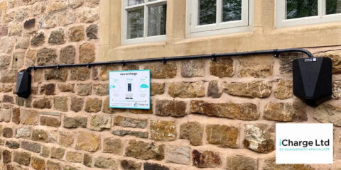 the new installed electric vehicle charge points at The Fleece Inn Lancaster