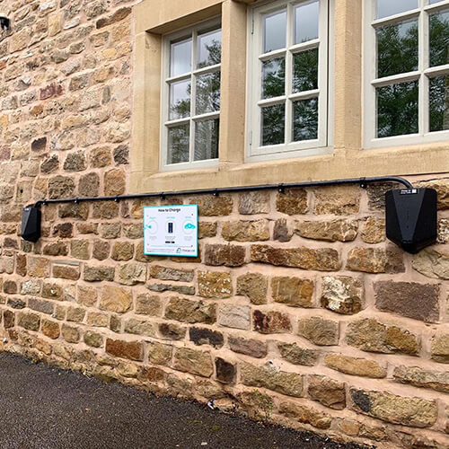 two fast 22kW Type 2 wall-mounted chargepoints now avaialble at The Fleece Inn near Lancaster